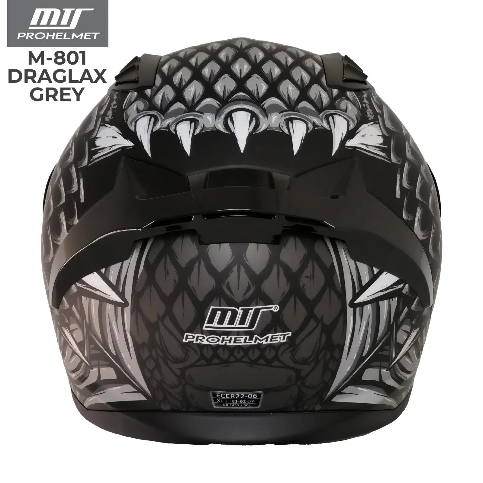 MTS M-801 DRAGLAX GREY MAT FULL FACE KASK (SİYAH VİZÖRLÜ)